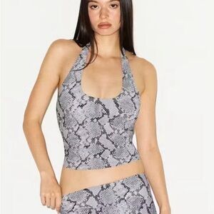 SKIMS Gray Snake Print Halter Top
